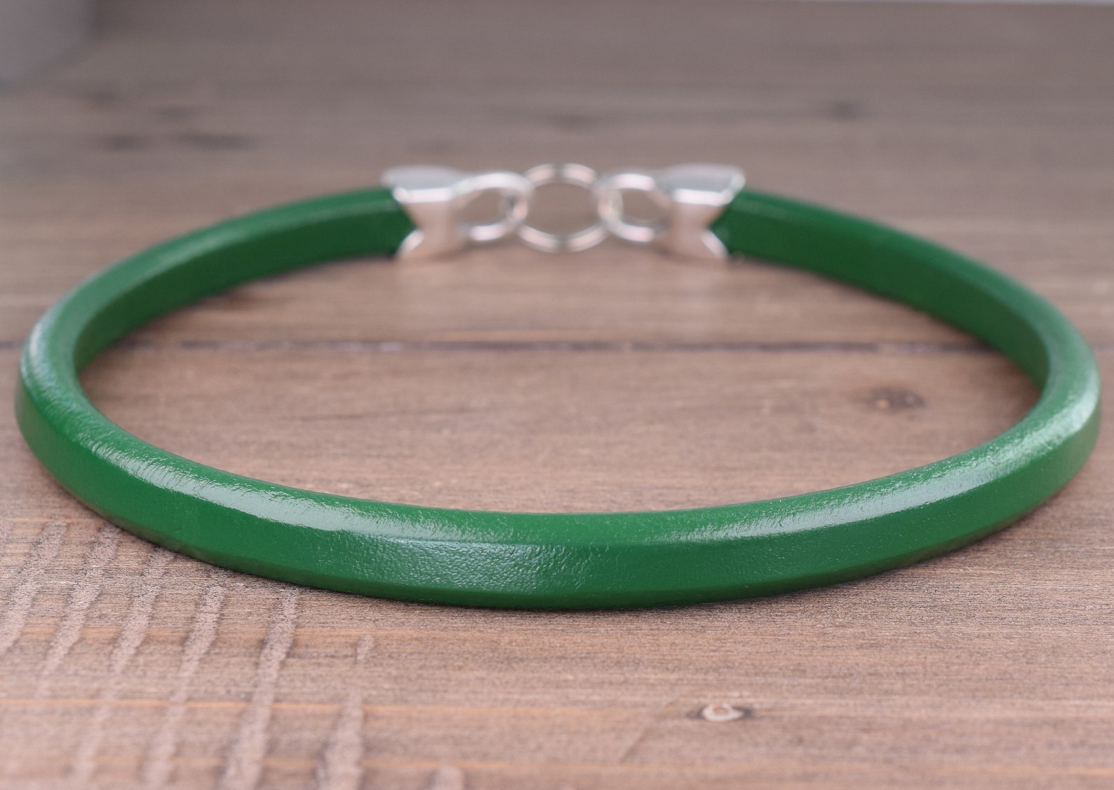 Leather Dog Tag Collar Green Tag Collar House Collar Etsy