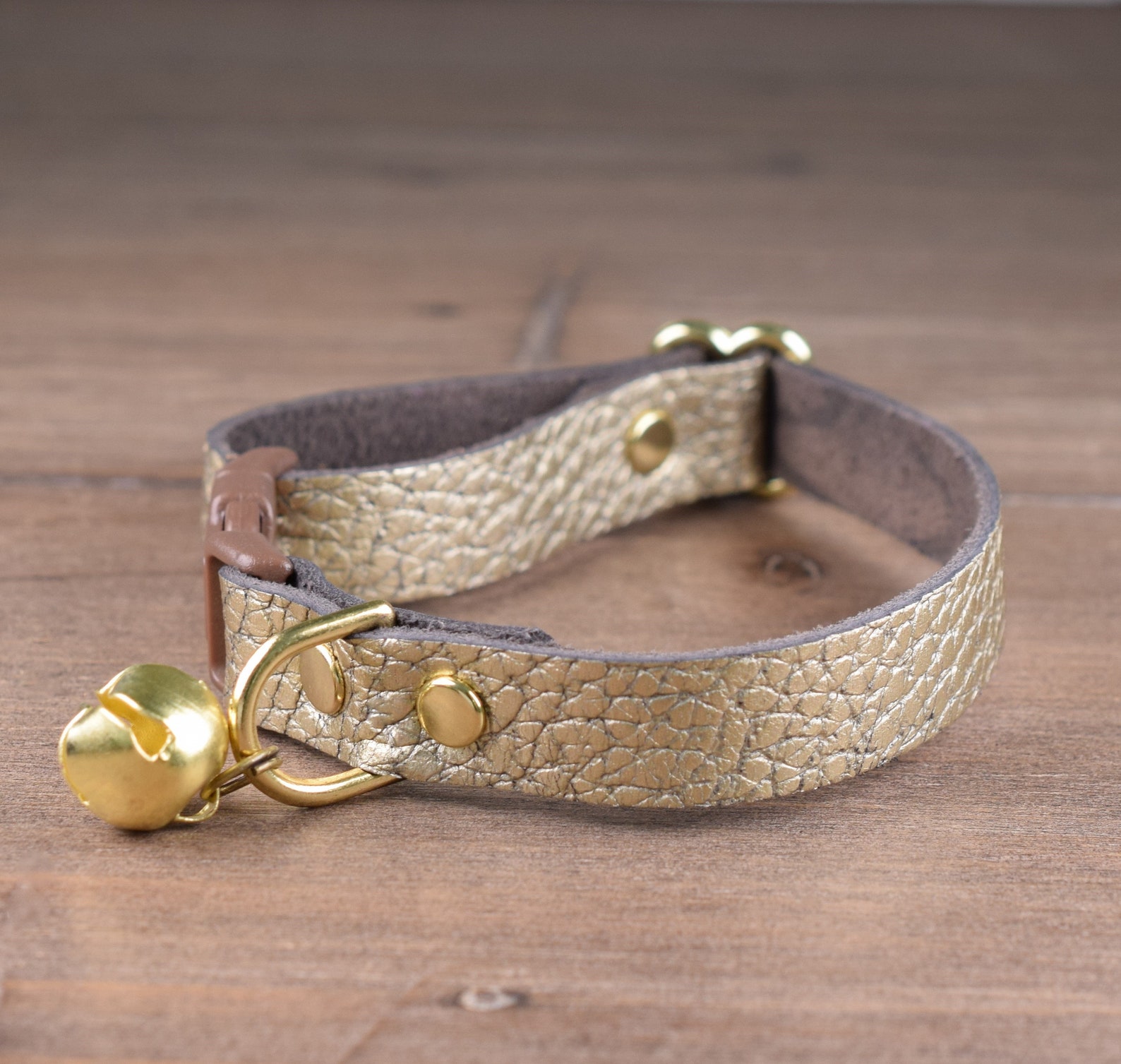Soft Leather Cat Collar Metallic Gold Leather Cat Collar with Etsy 日本