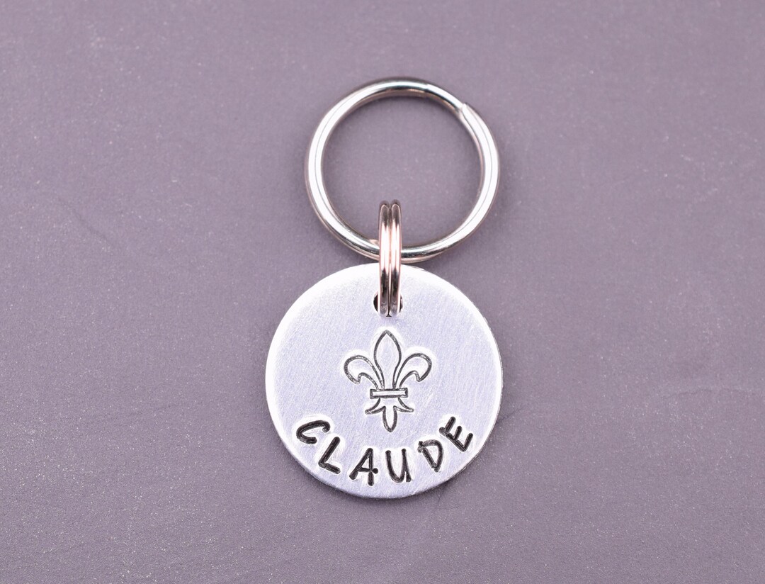 Small Fleur De Lis Dog Tag, Custom Dog Tag Personalized With Your Dog's