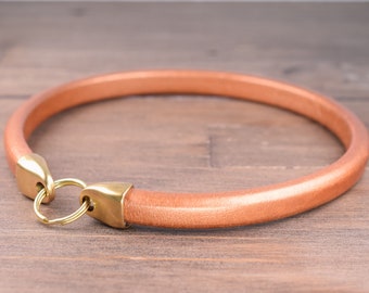 Leather Tag Collar, Metallic Bronze Leather House Collar, Handmade Greyhound Tag Collar for Whippets and Sight Hounds
