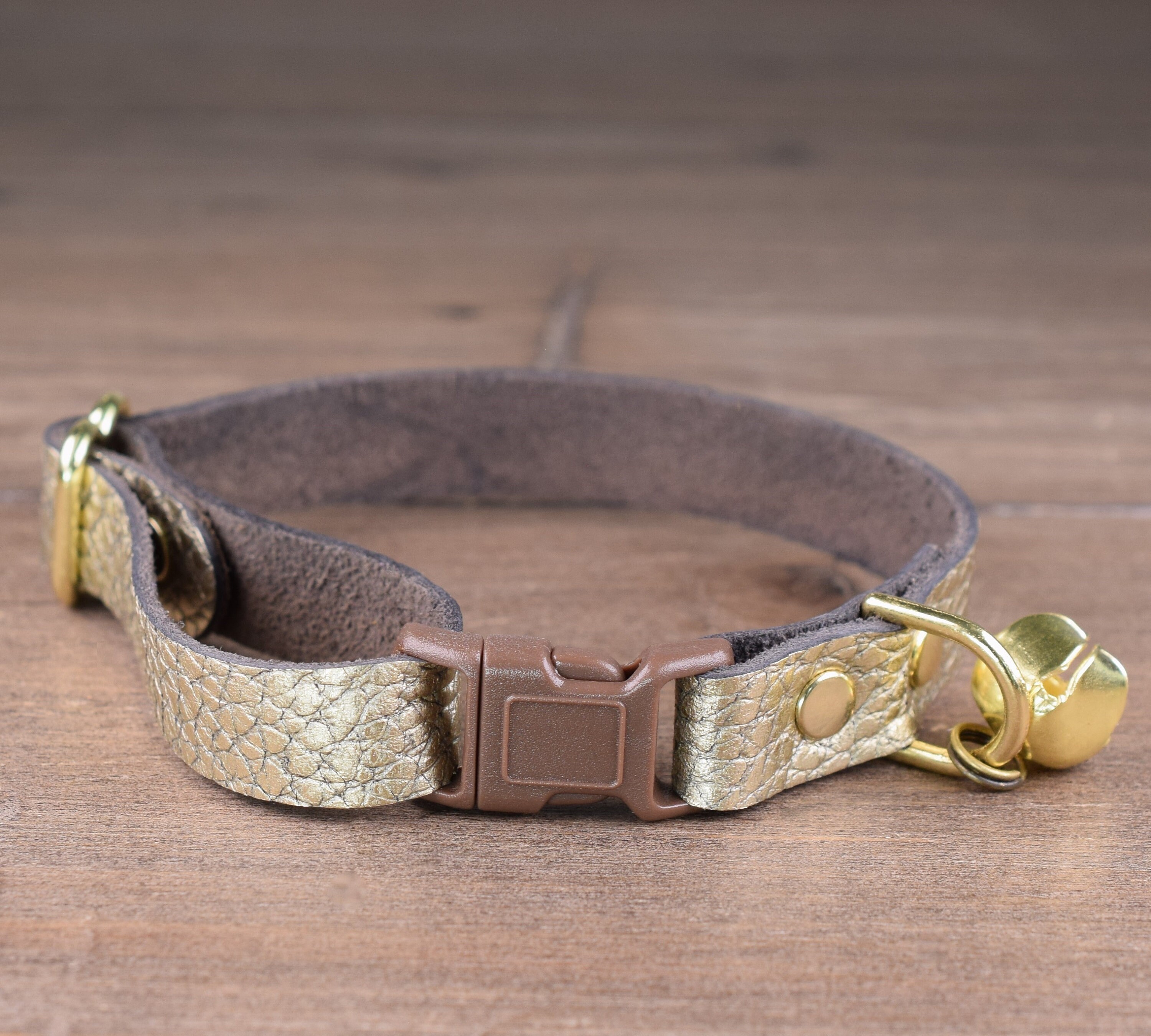 Soft Leather Cat Collar Metallic Gold Cat Collar with Bell Etsy