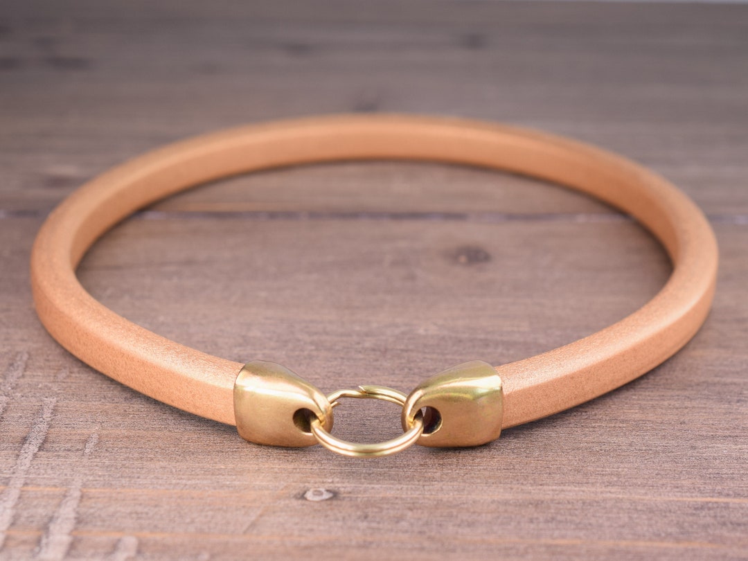 Leather Tag Collar, Gold Leather Greyhound Tag Collar, Whippet House