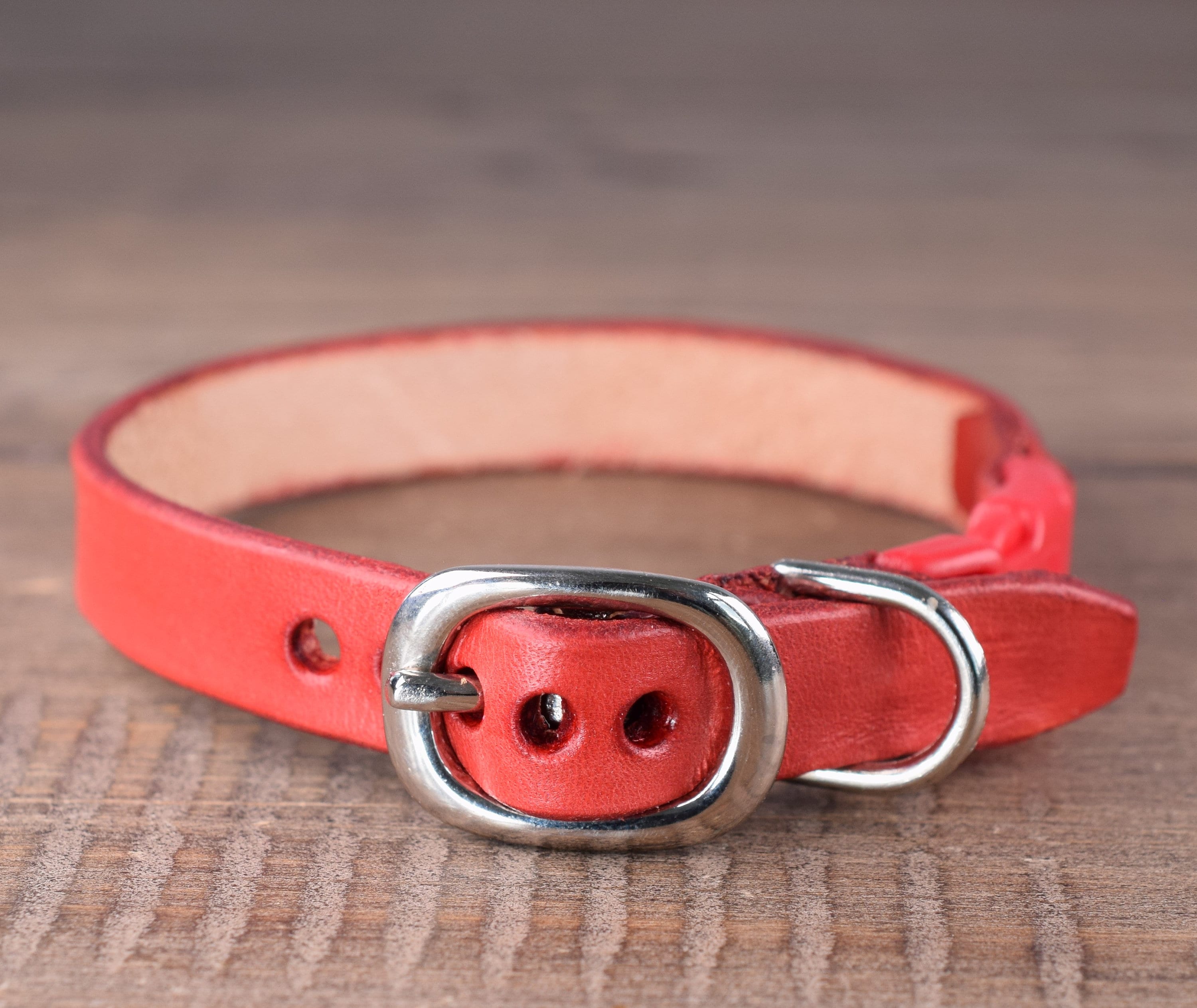 Red Leather Cat Collar Breakaway Cat Collar Kitten Collar Etsy