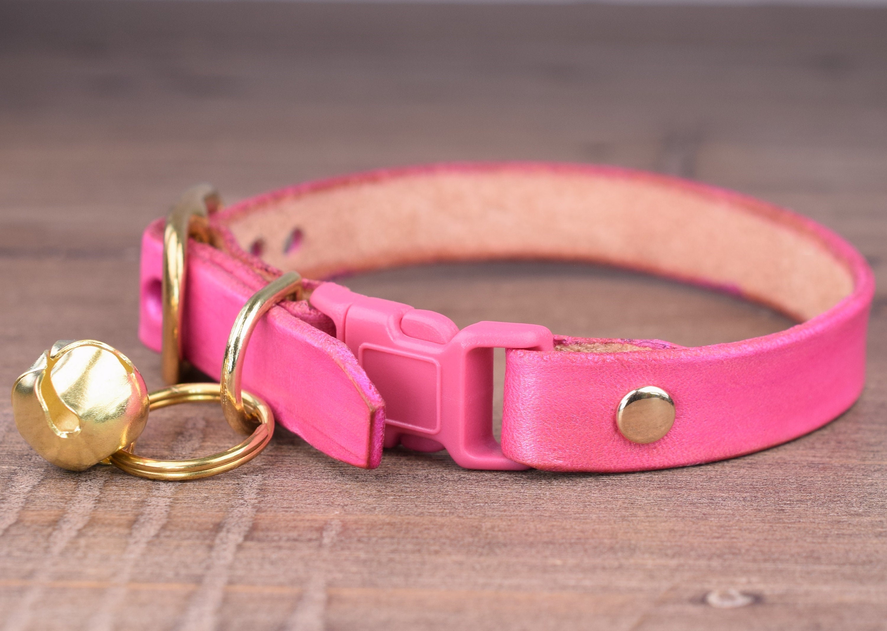 Pink Leather Cat Collar Breakaway Cat Collar Kitten Collar Etsy