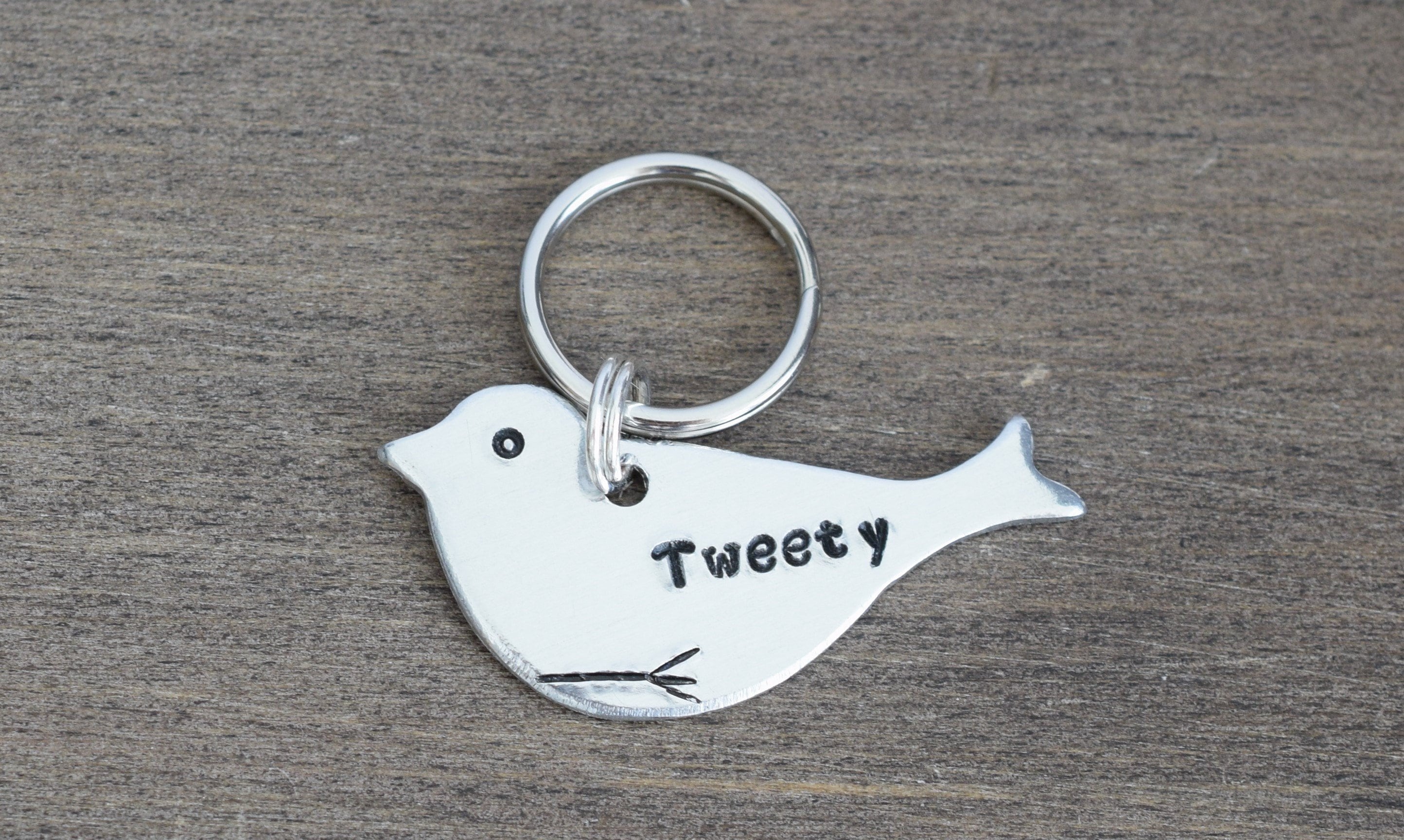 Cat Id Tag, Bird Cat Tag, Custom Dog Tags for Dogs, Personalized Cat Tag, Personalized Dog Tag, Pet Id Tag, Hand Stamped Cat Collar Tag
