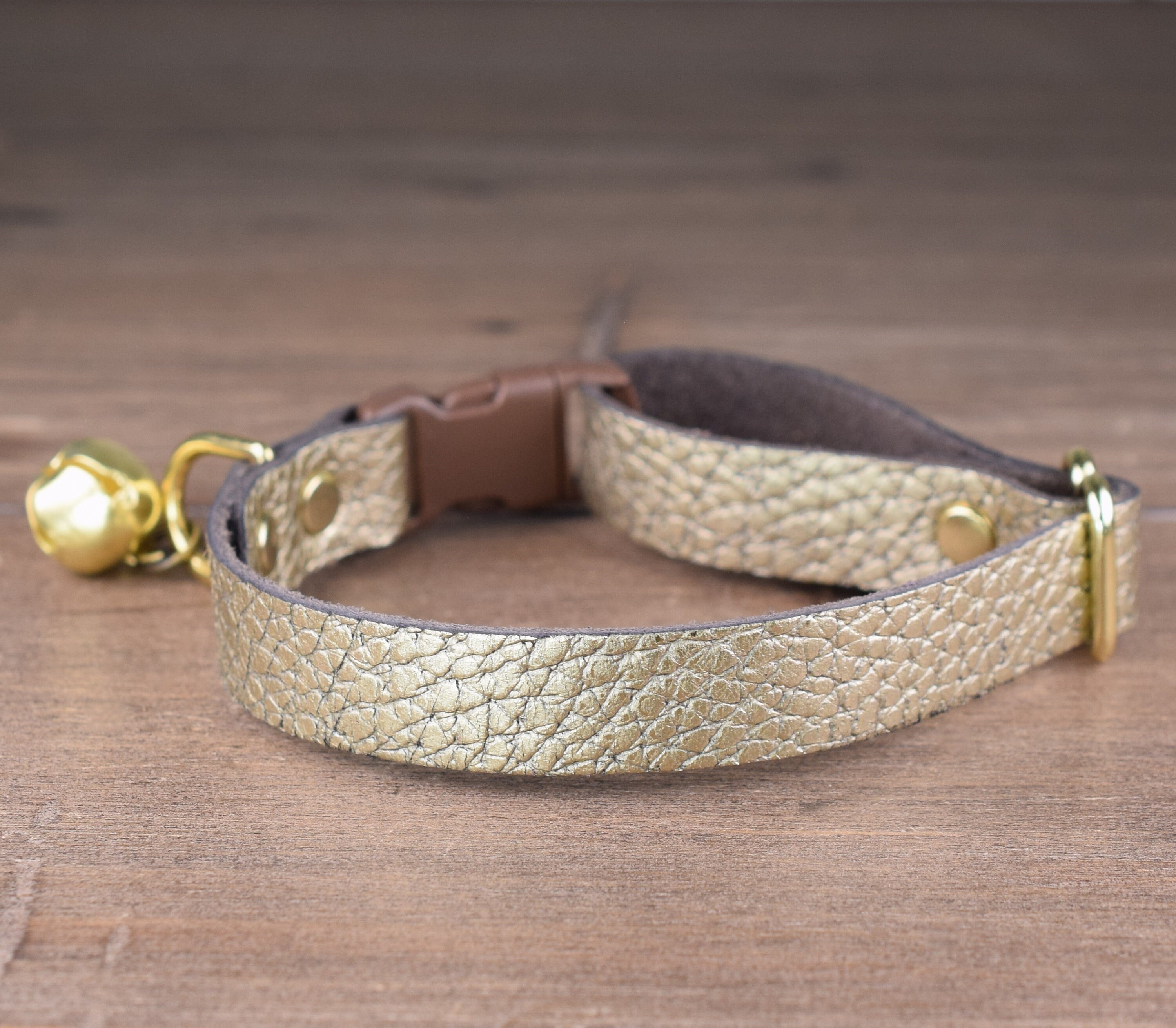 Soft Leather Cat Collar Metallic Gold Leather Cat Collar with Etsy 日本