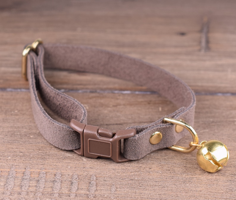 Soft Leather Cat Collar Adjustable Brown Cat Collar Safety Etsy