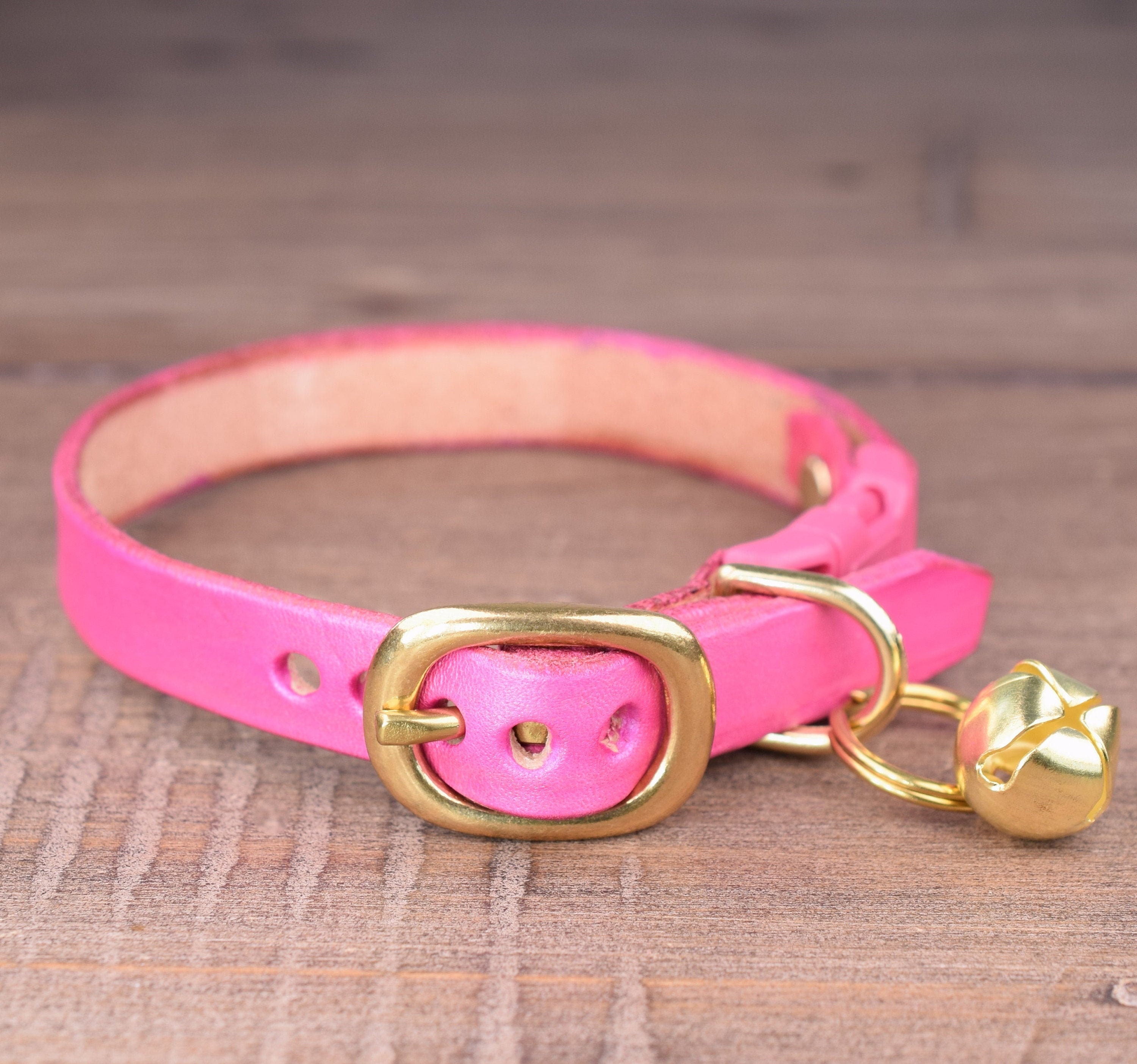 Pink Leather Cat Collar Breakaway Cat Collar Kitten Collar Etsy