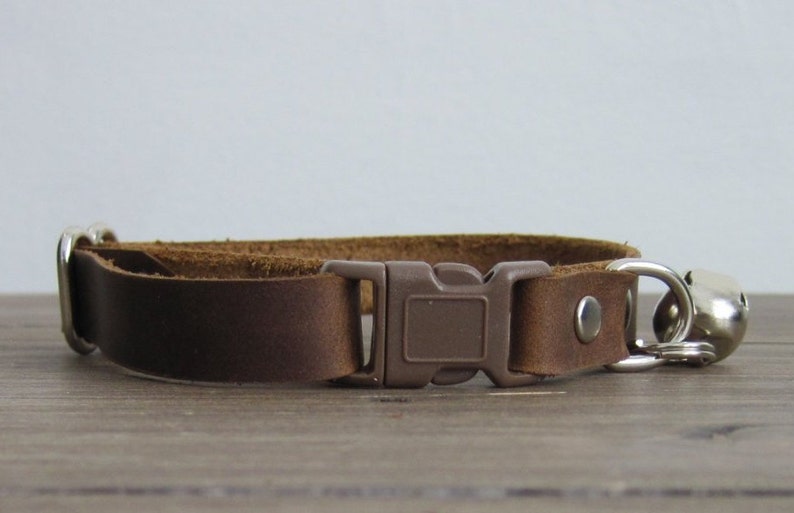 Soft Leather Cat Collar Brown Stoned Oil Leather Cat Collars Safety Breakaway Cat Collar Kitten Collar Handmade Leather Cat Collar image 4