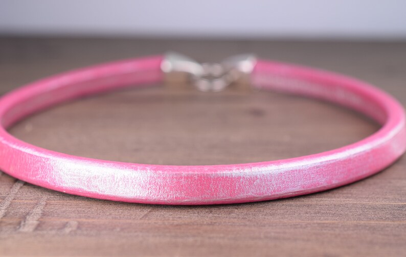 Whippet Tag Collars Metallic Fuchsia Leather House Collar Leather Dog Tag Collar Handmade Leather Tag Collar Greyhound Tag Collar