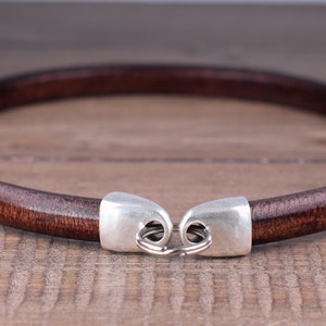 Brown Leather Greyhound Tag Collar, Distressed Brown Leather House Collar for Whippet Galgo Italian Sighthound, Slip On Dog Id Collar