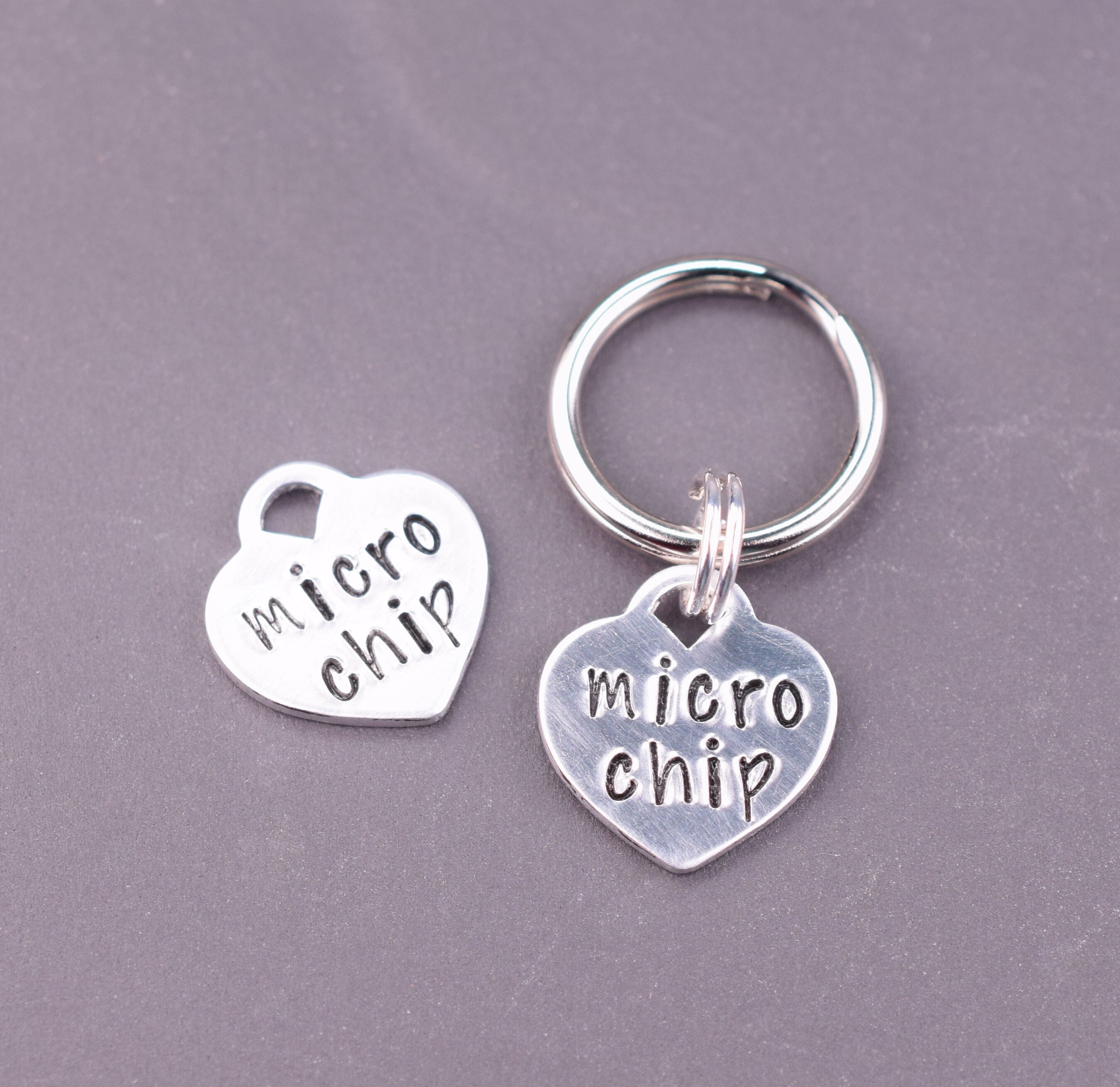 Tiny Microchip Dog Tag Microchipped Tag Hand Stamped Heart | Etsy