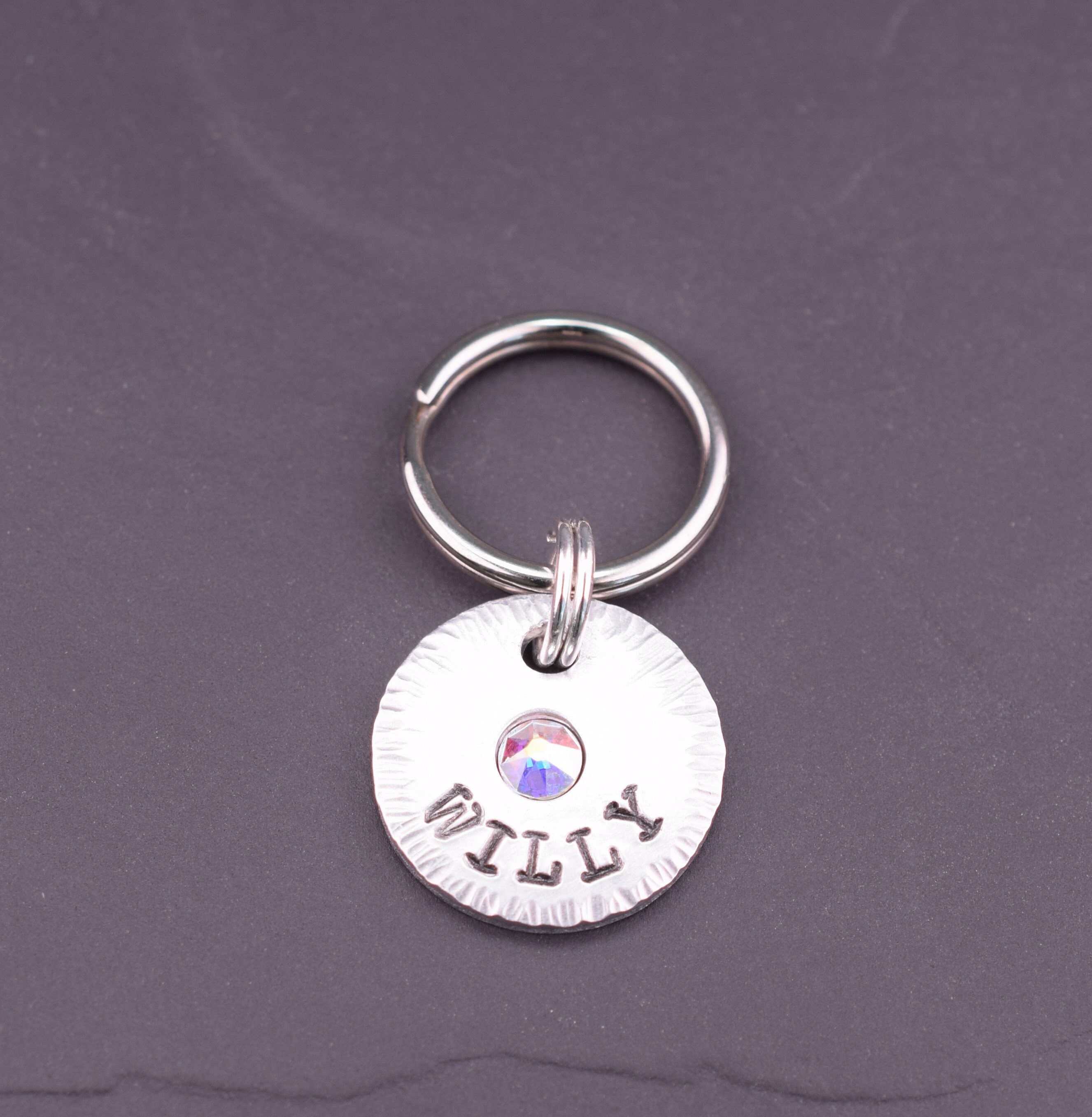 Extra Small Pet Id Tag Small Cat Tag with an Aurora Crystal Etsy