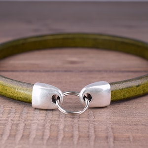 Leder Halsband für Windhunde, abgenutzt grün, Haushalsband für Hunde, Whippet Halsband grün