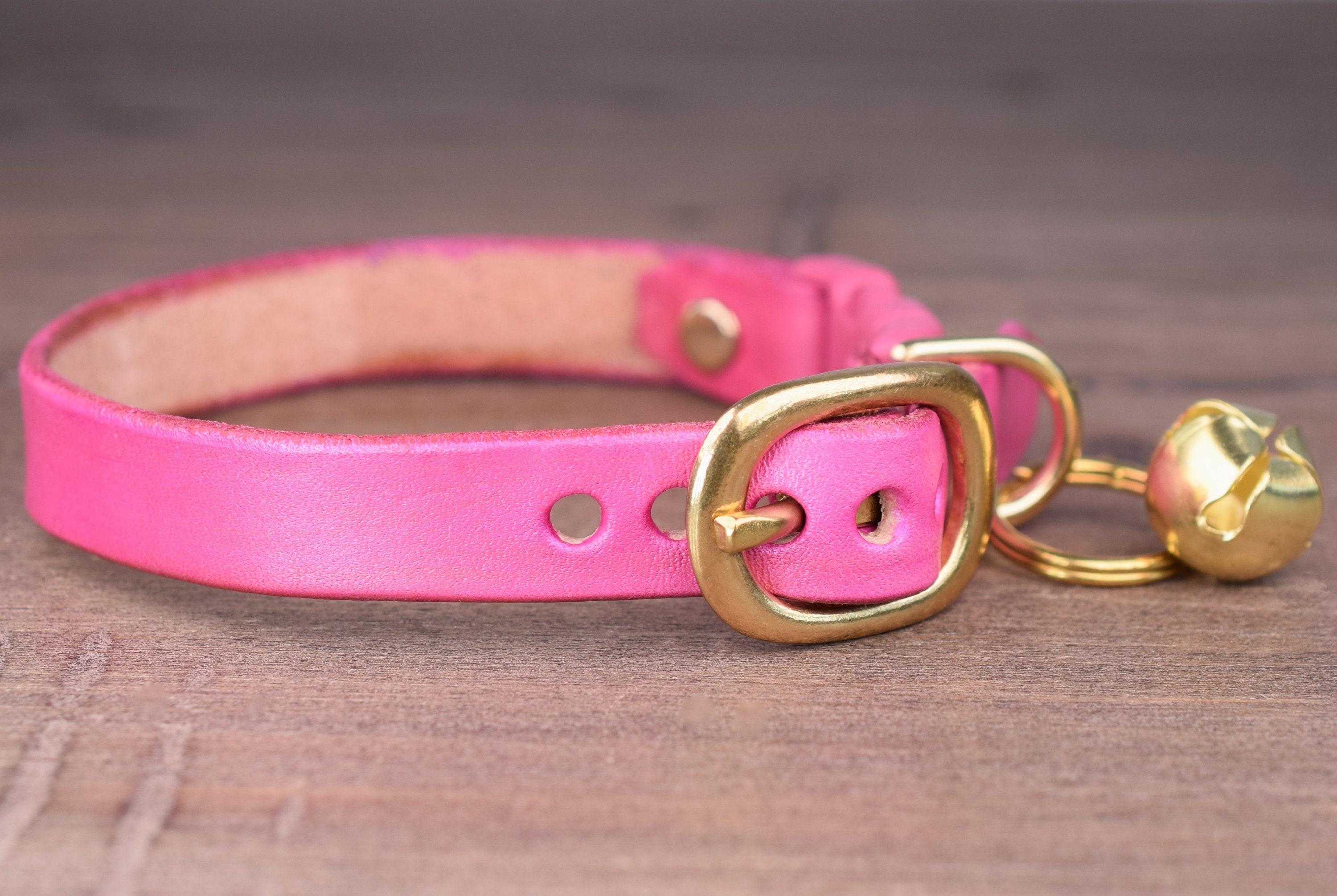 Pink Leather Cat Collar Breakaway Cat Collar Kitten Collar Etsy