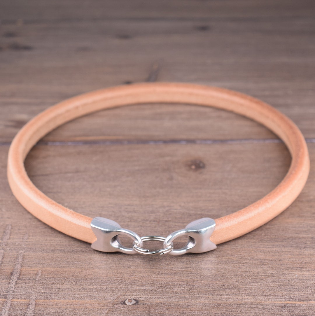 Natural Leather Dog Tag Collar, Greyhound Tag Collar, Whippet House