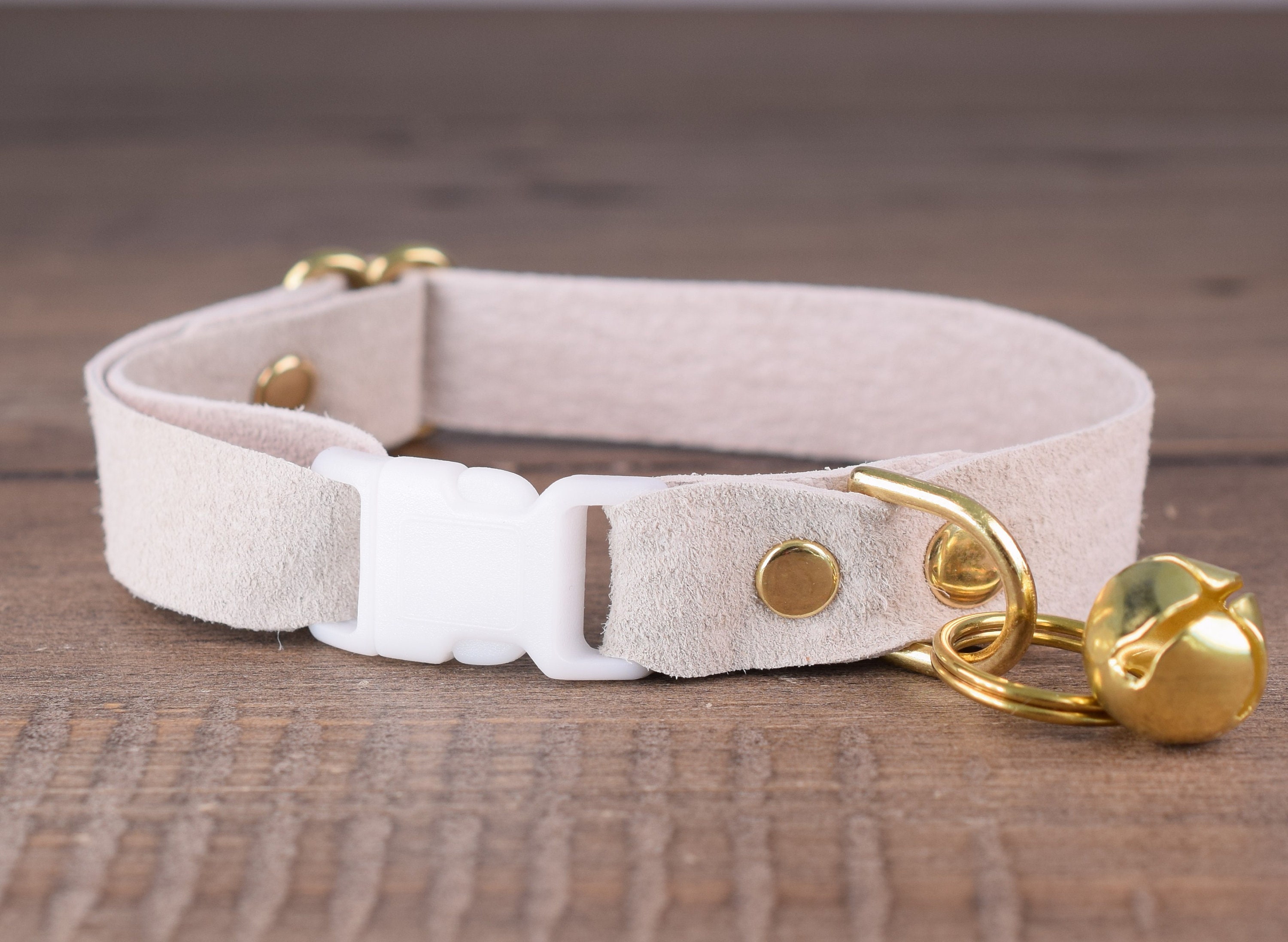 Soft Leather Cat Collar Adjustable White Cat Collar Safety Etsy