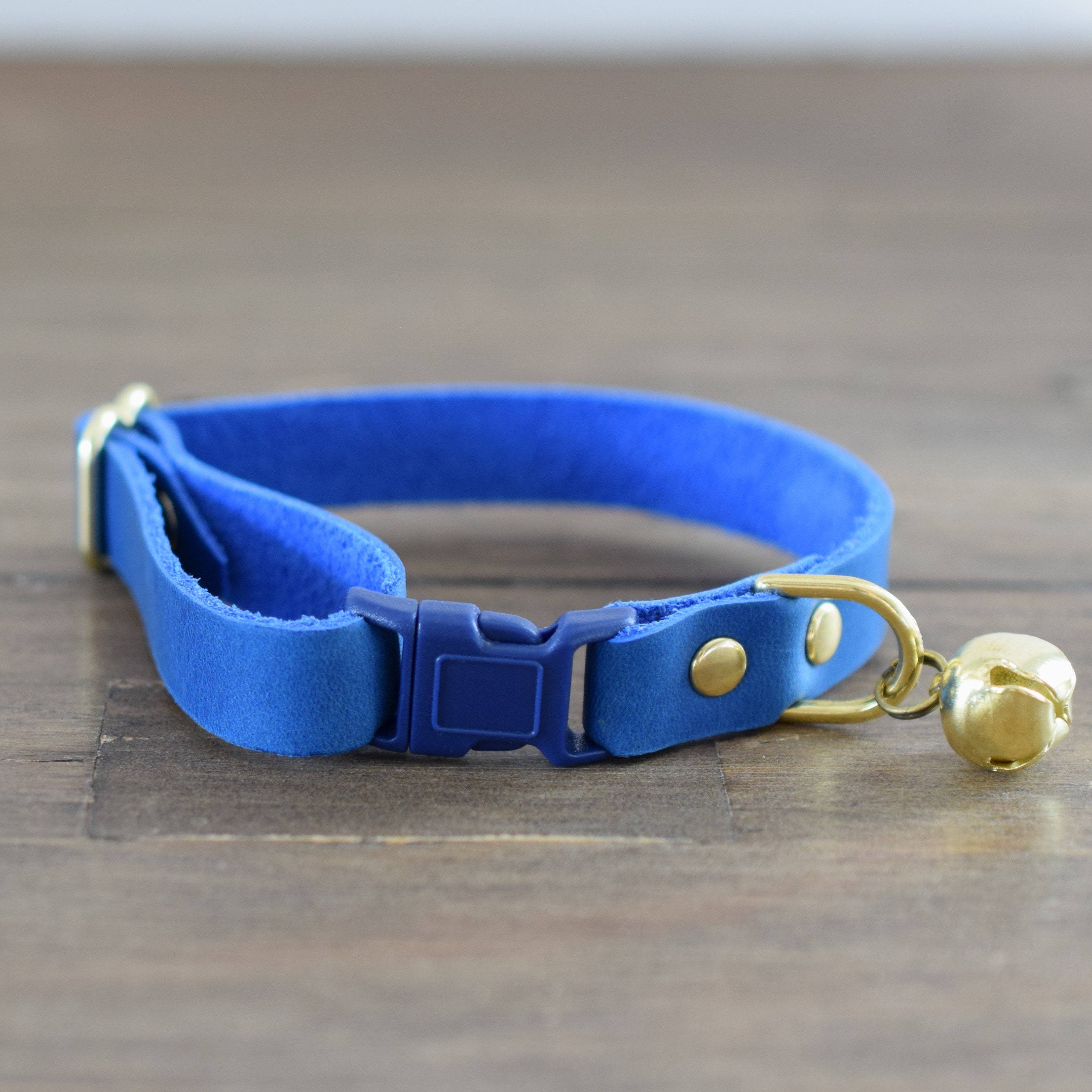 kitten collar blue leather cat collar