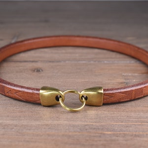 Leather Tag Collar, Southwest Brown Leather Dog Tag Collar, Greyhound Tag Collar, House Collar for Sighthounds Whippet Galgo Borzoi Saluki
