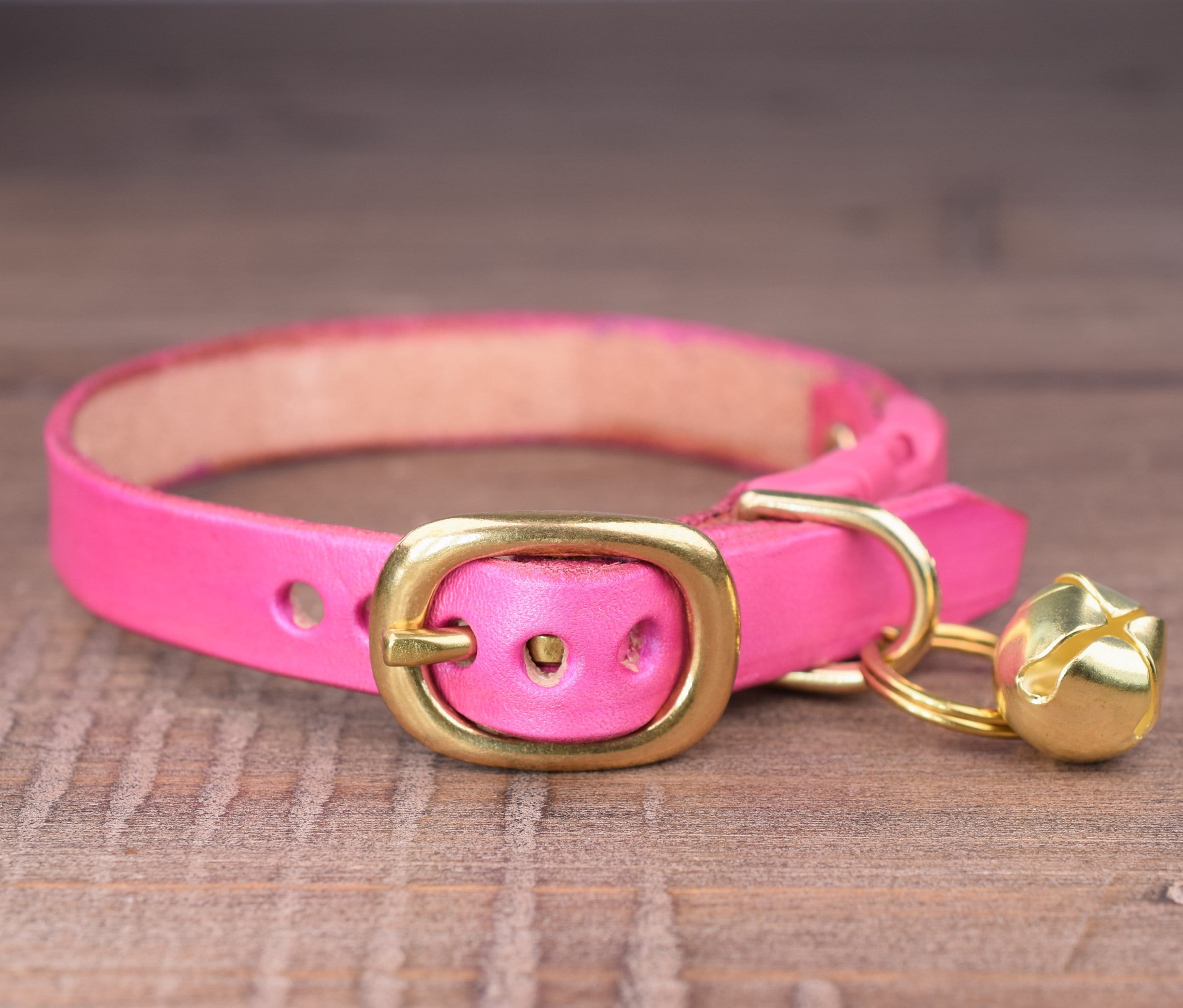 Pink Leather Cat Collar Breakaway Cat Collar Kitten Collar Etsy