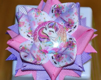 Small Unicorn Hair Bow