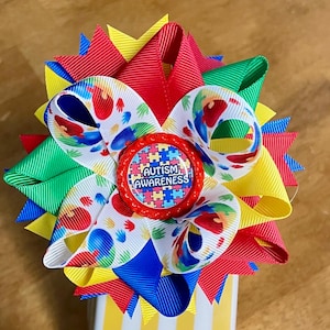 Autism Awareness Hair Bow
