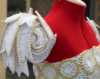 Bespoke richly embellished corset based Princess Serenity style wedding dress