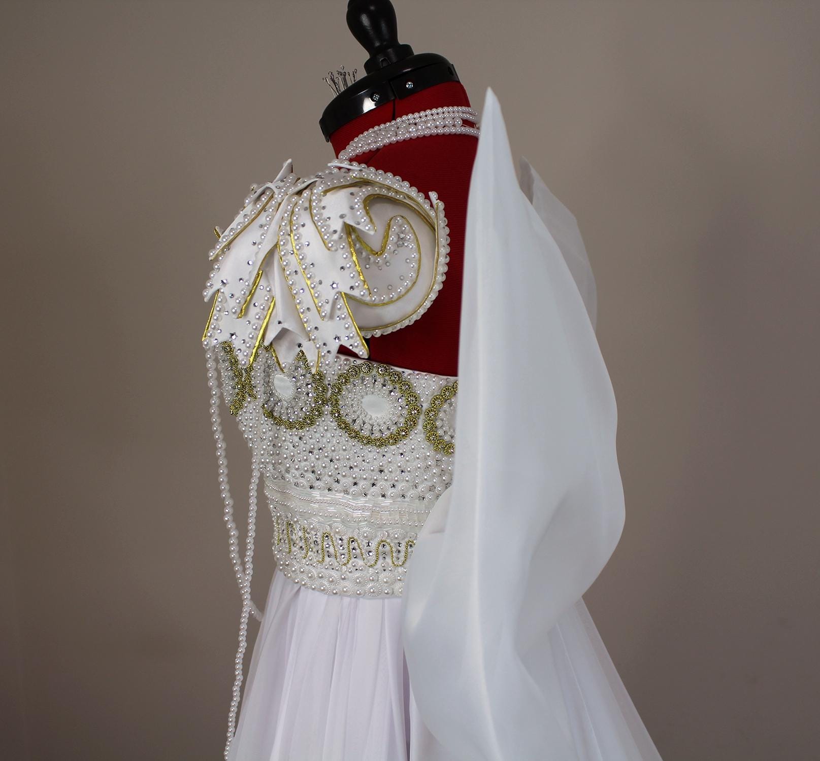 princess serenity wedding dress Sailor Moon Queen Serenity Cosplay Formal Evening Dress TB2404 Custom Size / Ivory / Dress + Sleeves + Bow