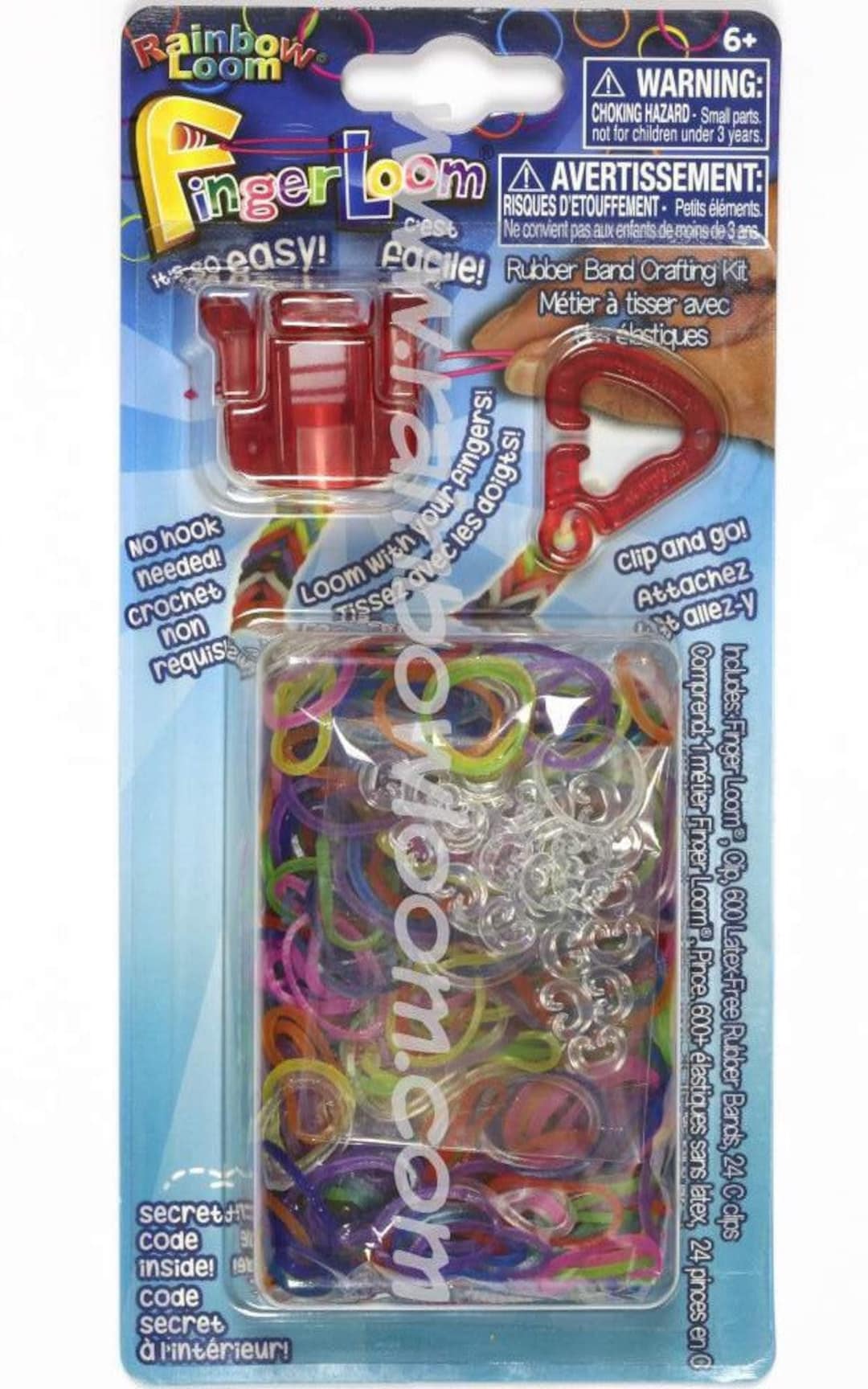 Guaranteed Authentic Rainbow Loom Finger Loom Kit 600 Bands and 24 C-clips  