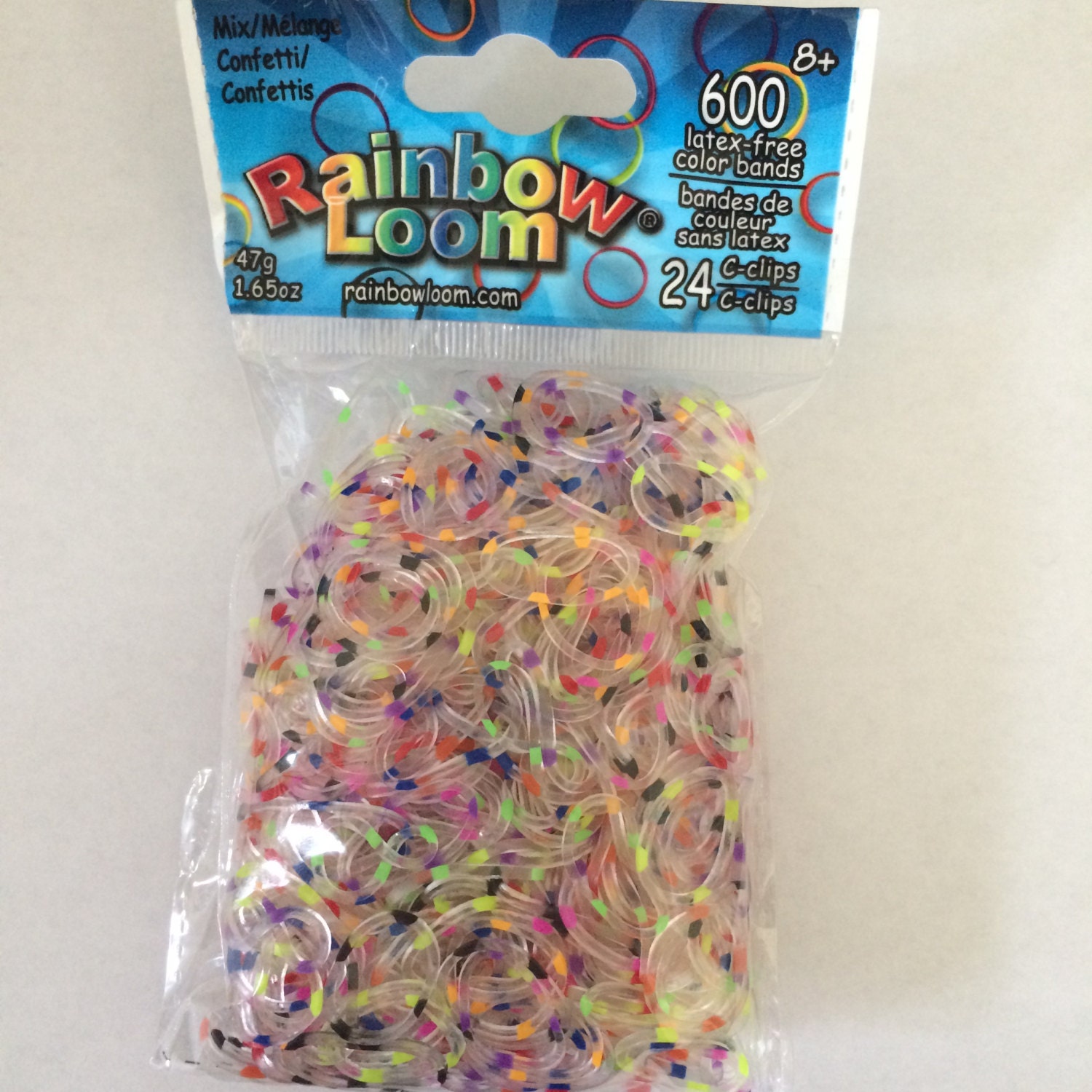 Confetti Jelly W/ Polka Dots Rainbow Loom Bands Refill. 600 Bands &  C-clips. Guaranteed Authentic. Latex-free. 