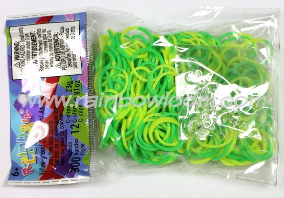 On Sale Green Yellow Tie Dye 300 Rainbow Loom Bands Refill Etsy