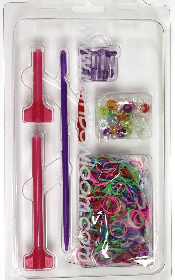 Passion Glow Rainbow Loom Bands Refill. 600 Bands & 24 Clear C