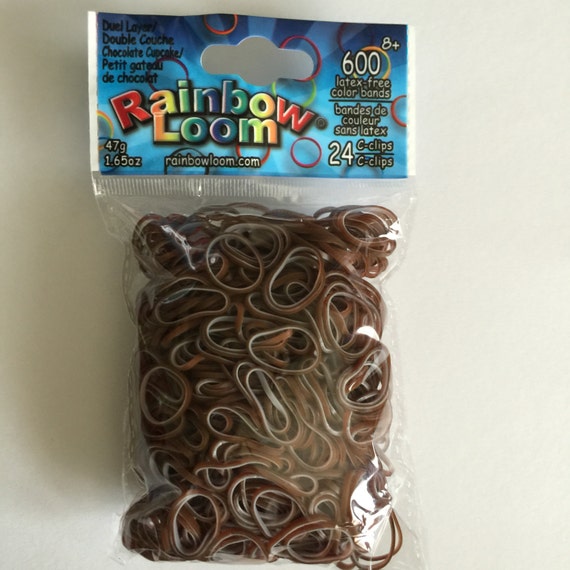 Chocolate Cupcake Brown Dual-layer Rainbow Loom Bands Refill. 600 Bands &  24 C-clips. Guaranteed Authentic. Latex-free. 