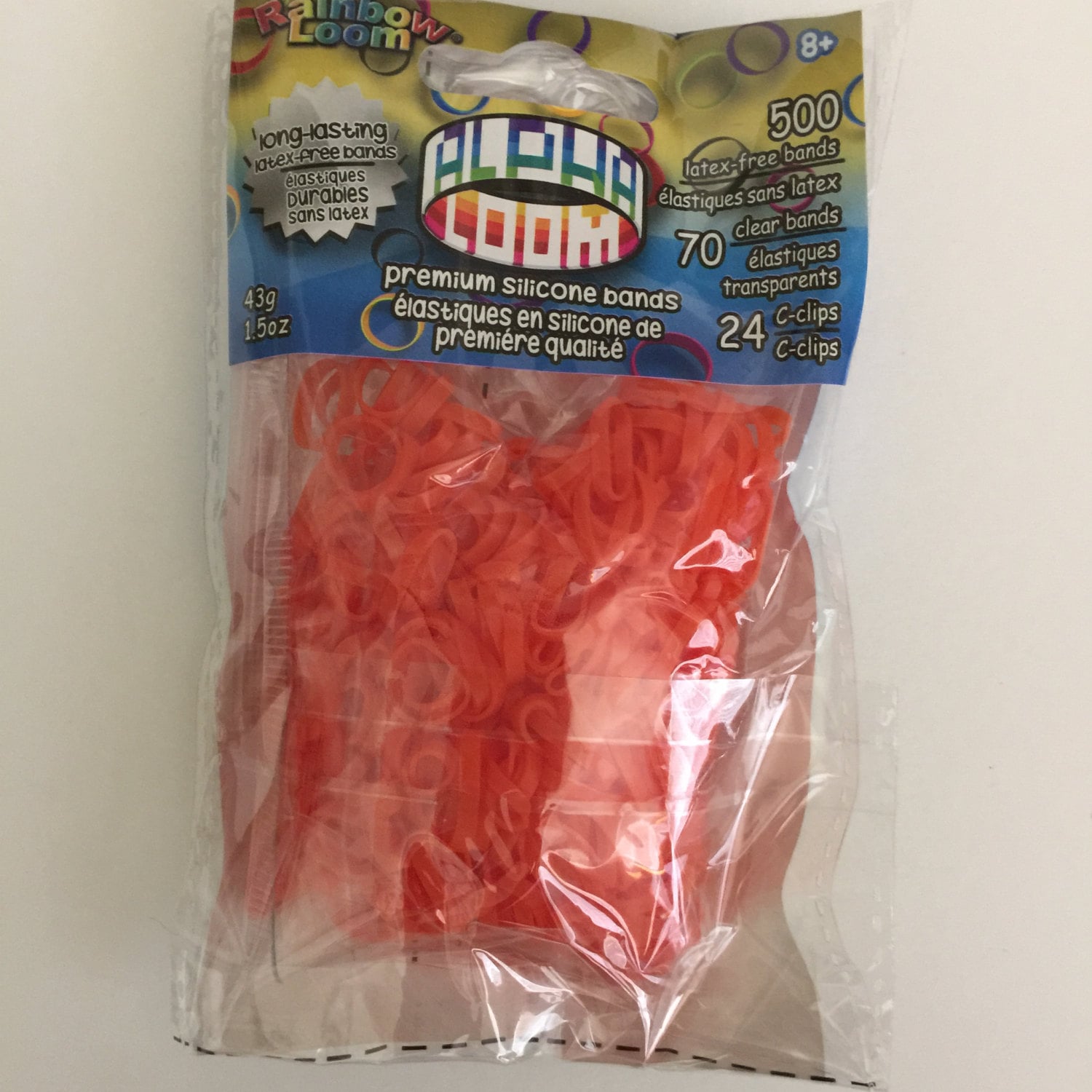 Rainbow Loom Red Rubber Bands with 24 C-Clips (600 Count)