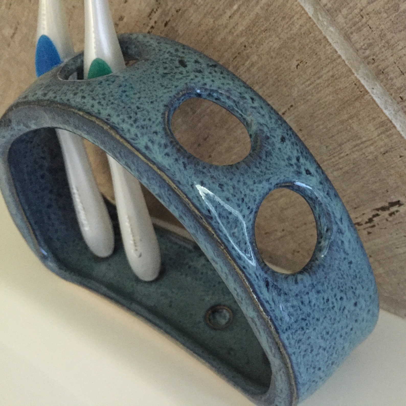 Toothbrush Holder Ceramic Peacock Blue Etsy