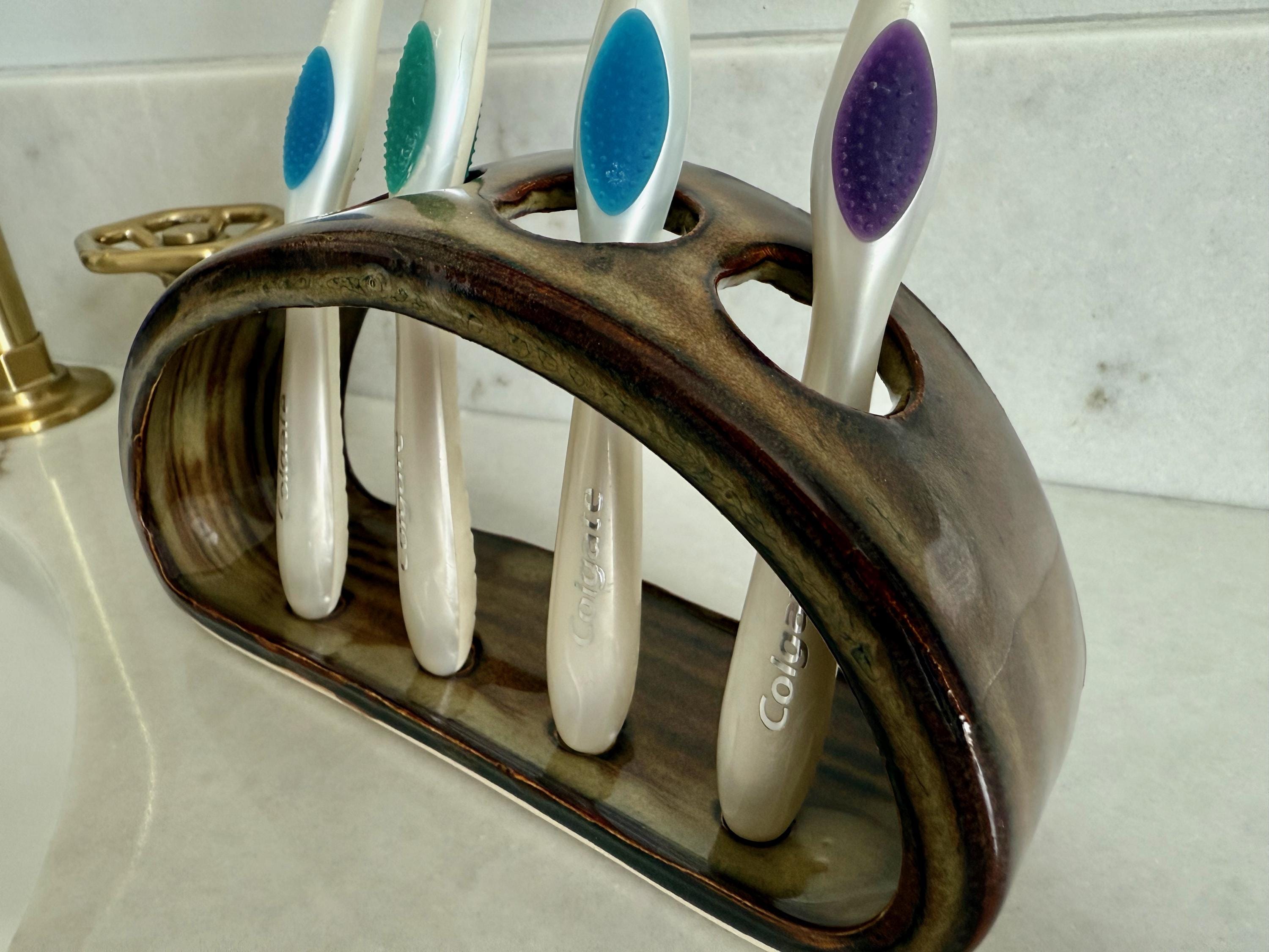 Toothbrush Holder Ceramic Bathroom Accessory in Waterfall Brown - Etsy