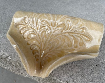 Handmade Ceramic Self Draining Soap Dish: Buttery Yellow Stoneware