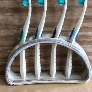 Toothbrush Holder Ceramic Gray and White image 7