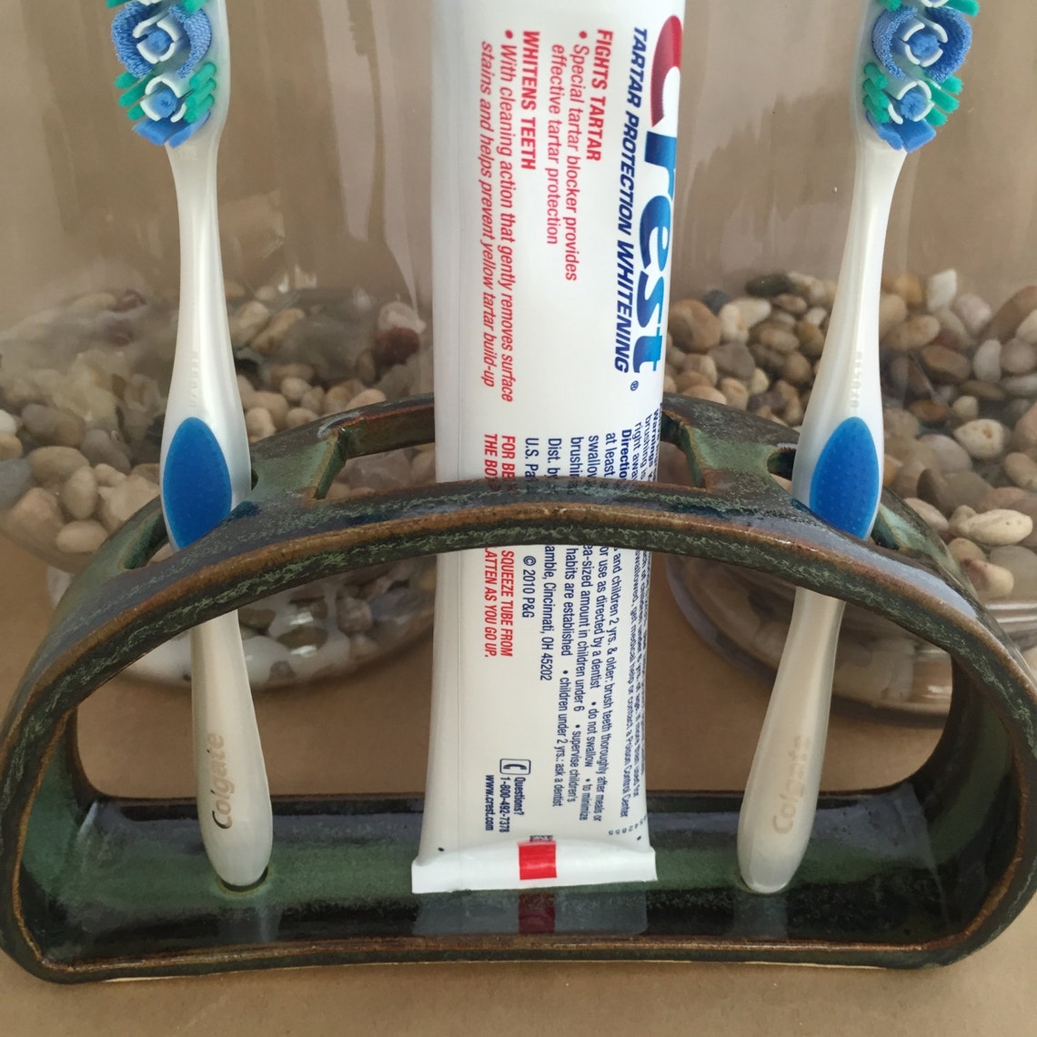 Toothbrush and Toothpaste Holder Amazon Green 2 Brushes and Etsy