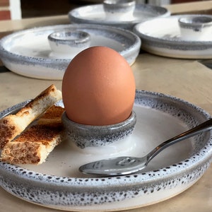 Egg Cup Soft Boiled Egg Server - White and Gray