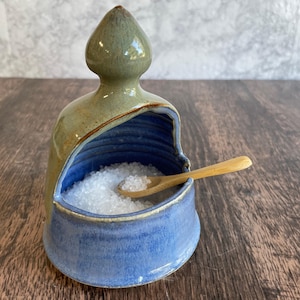 Salt Pig Salt Cellar Large- Lapis Blue and Cappuccino