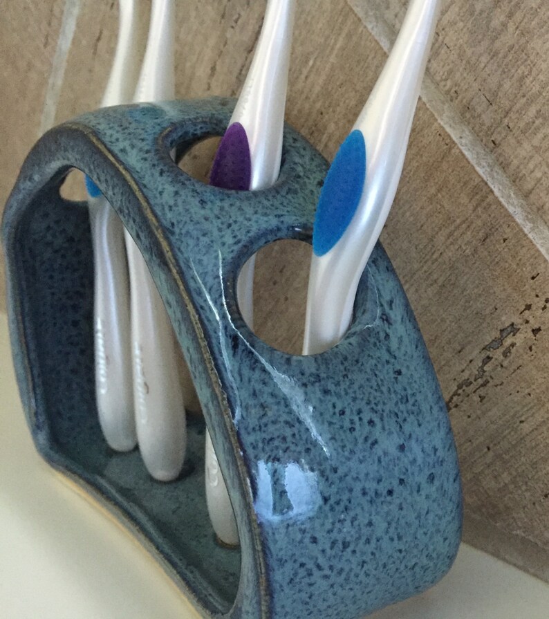 Toothbrush Holder Ceramic Peacock Blue Etsy