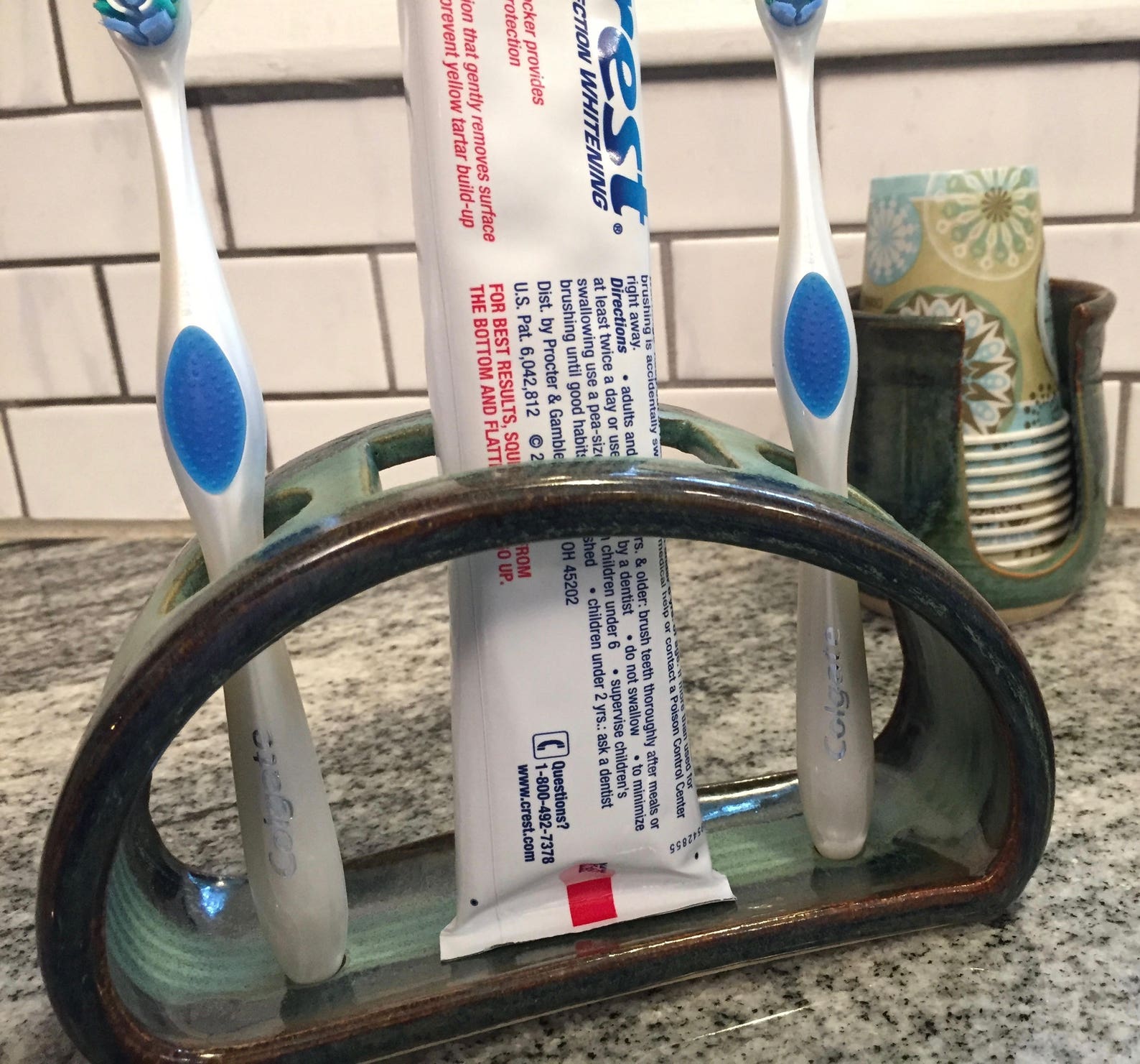 Toothbrush and Toothpaste Holder Amazon Green 2 Brushes and Etsy