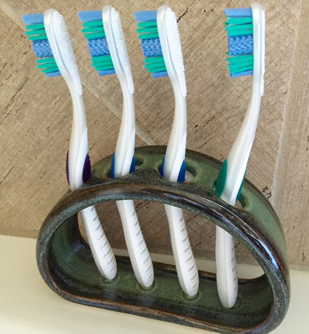 Toothbrush Holder Ceramic Amazon Green Etsy