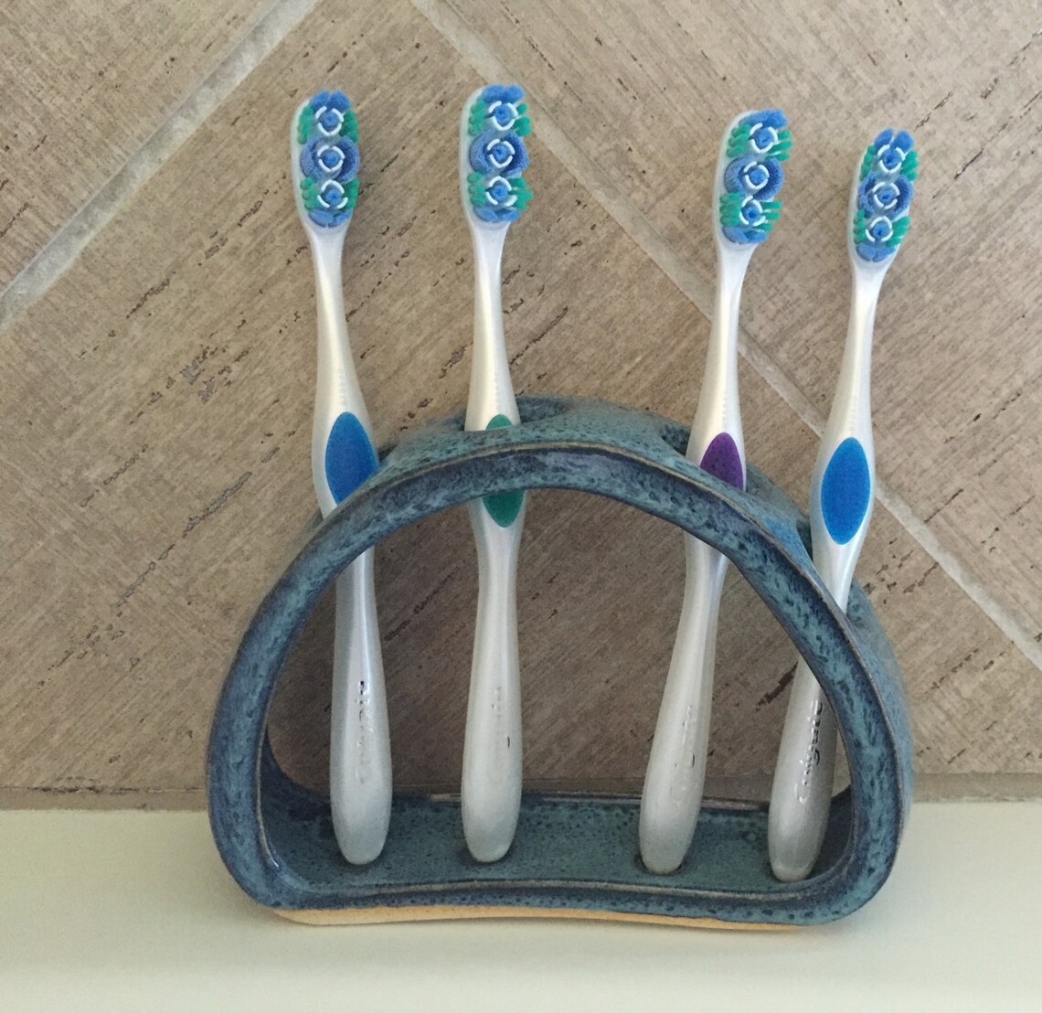 Toothbrush Holder Ceramic Peacock Blue Etsy