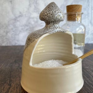 Large Salt Pig/Salt Cellar - White and Gray
