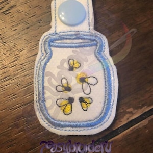 Firefly Jar In-the-hoop Keyfob - Digital Machine Embroidery Design