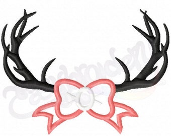 Girls Hunting Antler Bow Applique - Digital Machine Embroidery Design