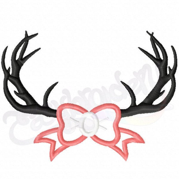 Girls Hunting Antler Bow Applique - Digital Machine Embroidery Design