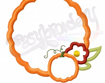 Cadre d’application de monogramme de fleur de citrouille - Conception de broderie de machine numérique